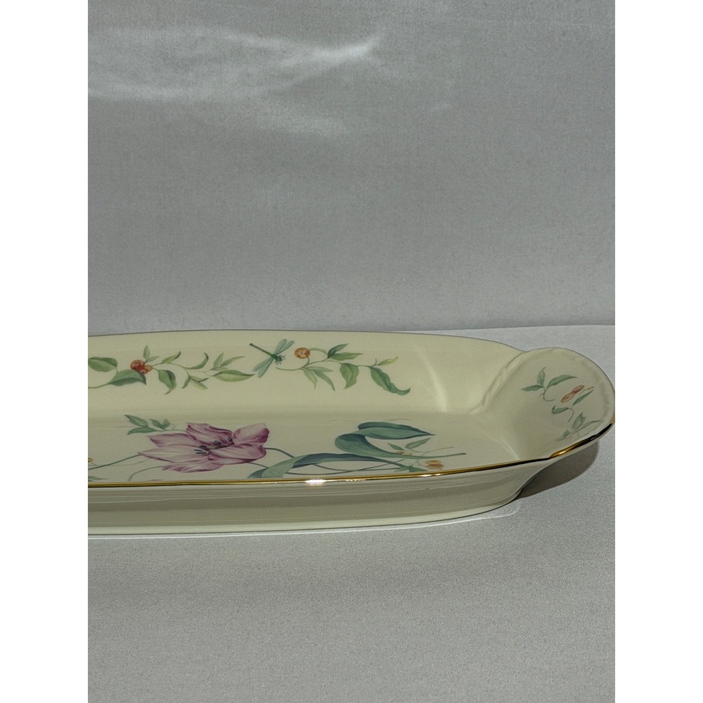 Lenox Morningside Cottage Sandwich Tray Floral Purple Tulip Gold Rim 14 3/8" - Picture 9 of 14